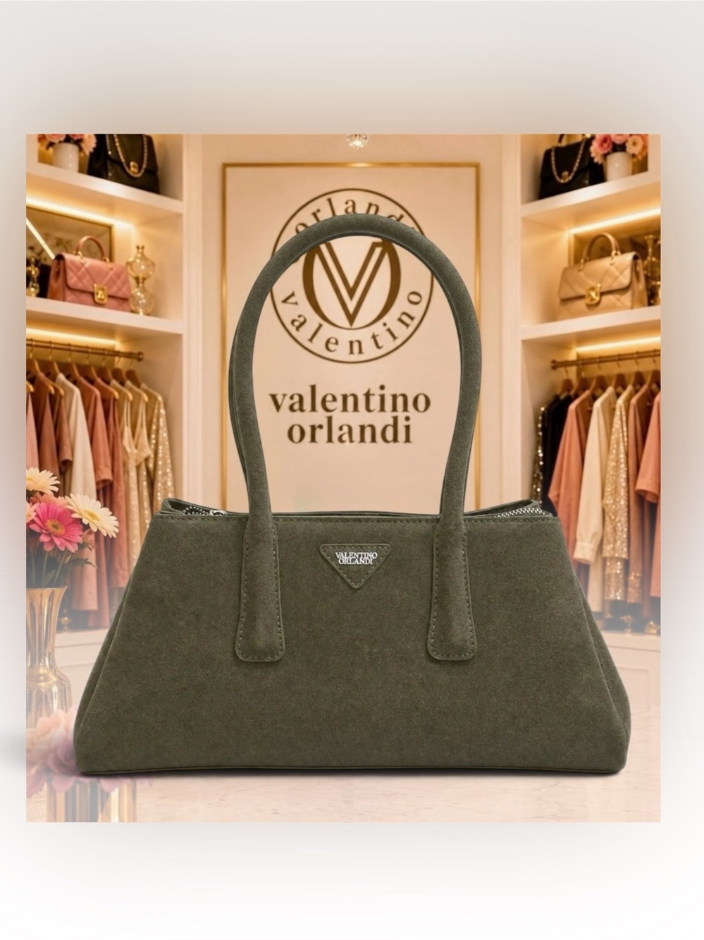 Valentino Orlandi “Nelly” (New Style!) Faux Suede Trapezoid Shoulder Bag - NWT - Picture 1 of 2